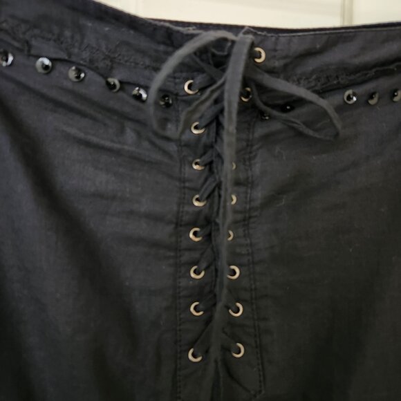 Cordelia Black Peach Midi Skirt Goth Steampunk Retro Feminine Ruffles Lace Up M - Picture 3 of 13